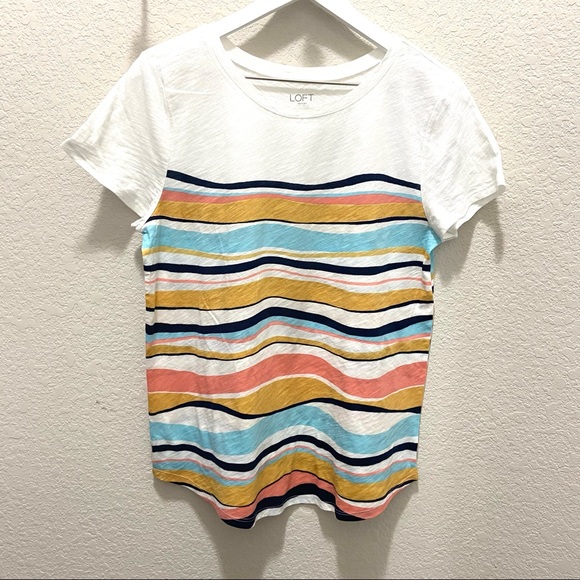 LOFT Tops - NWT Loft Outlet Wavy Striped Tissue Cotton Tee- Medium
